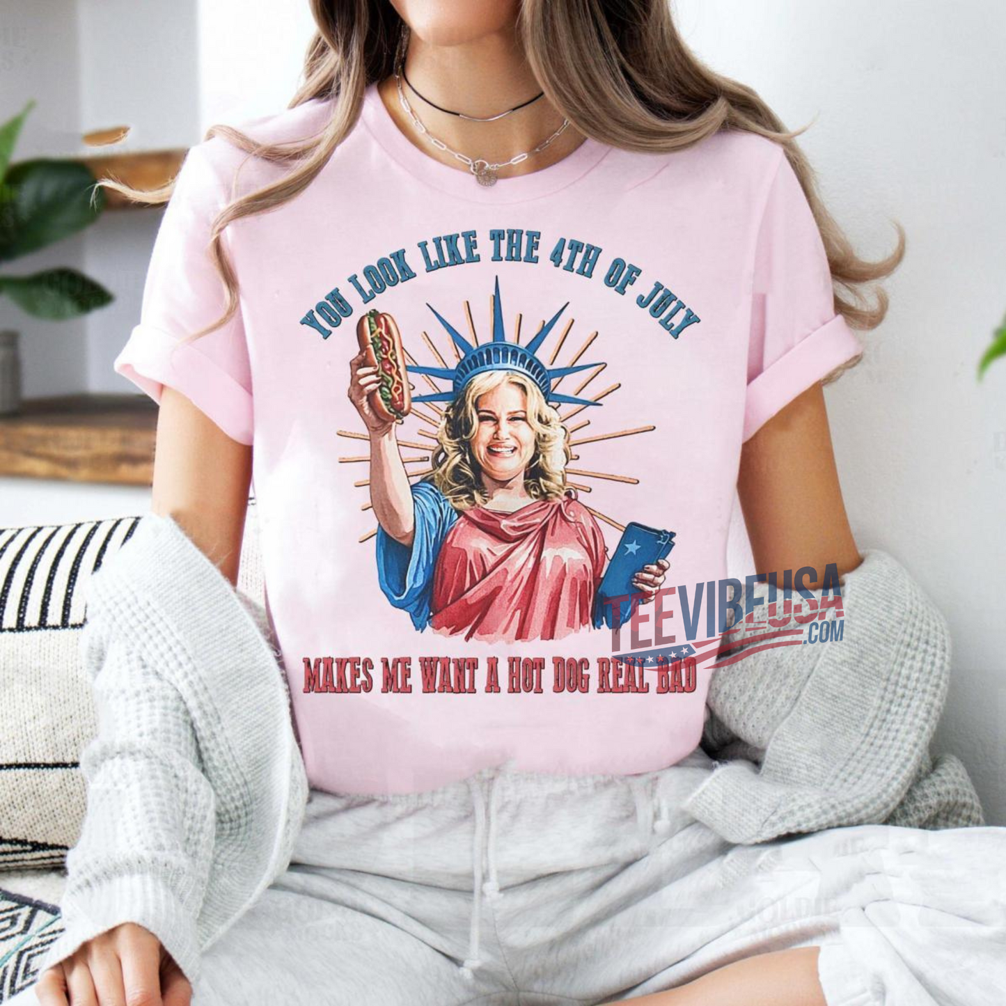 Funny 4th of July Hot Dog Shirt – “You Look Like the 4th” Graphic Tee for BBQs & Independence Day Parties
