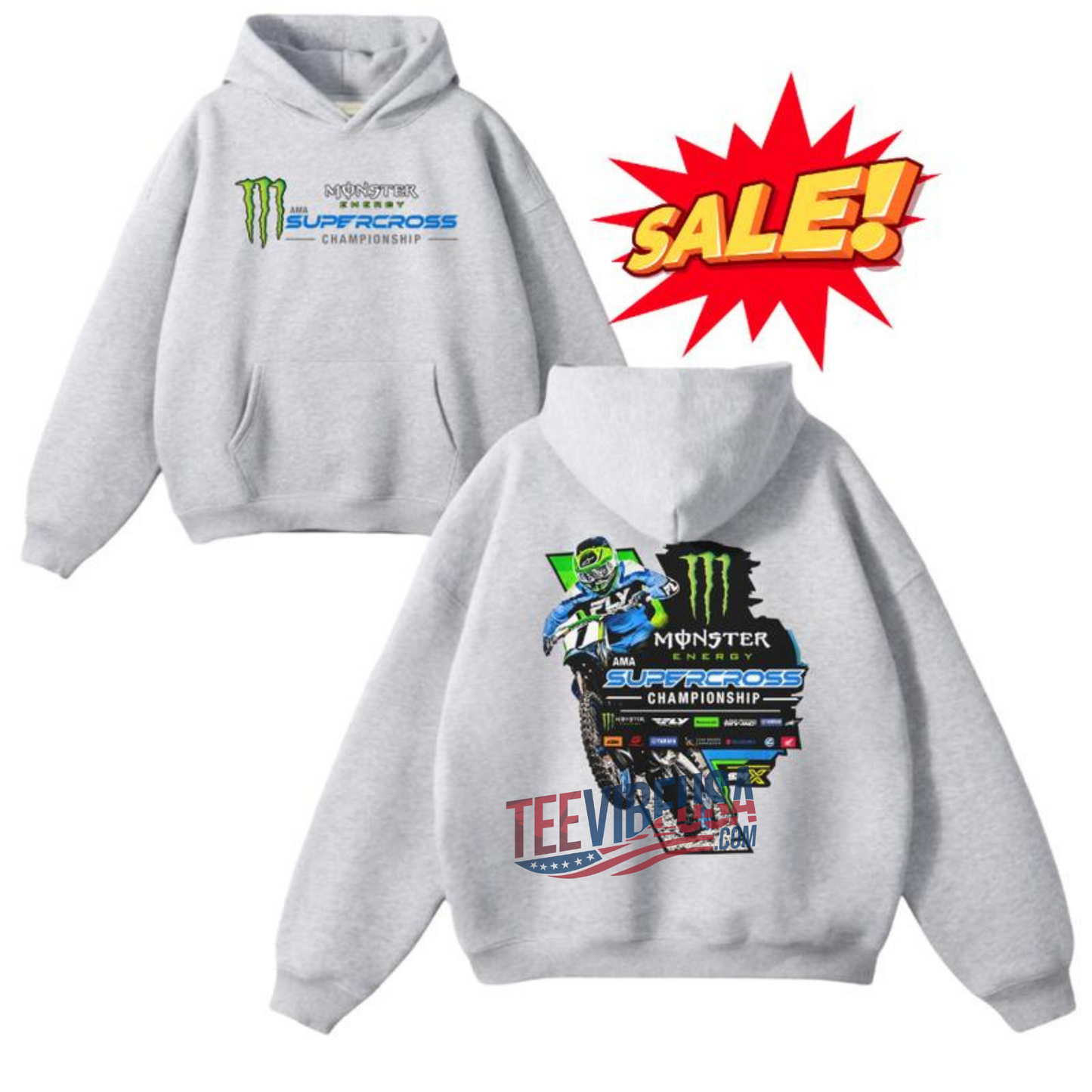 Fox Racing Monster Energy Pink Dirtbike Hoodie – Off-Road Motocross Sweatshirt – Unisex Riding Gear for Men and Women