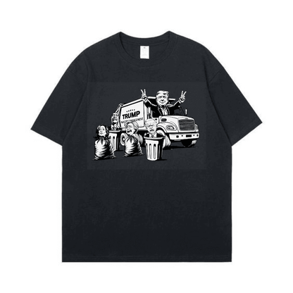 Trump T-shirt White Garbage Truck | Garbage Man Donald Trump Cotton Tee - Hiyatee