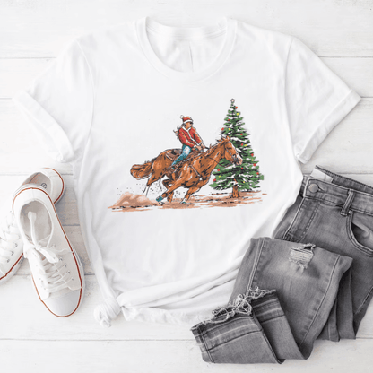 Lady santa cowboy Christmas Shirt - Hiyatee