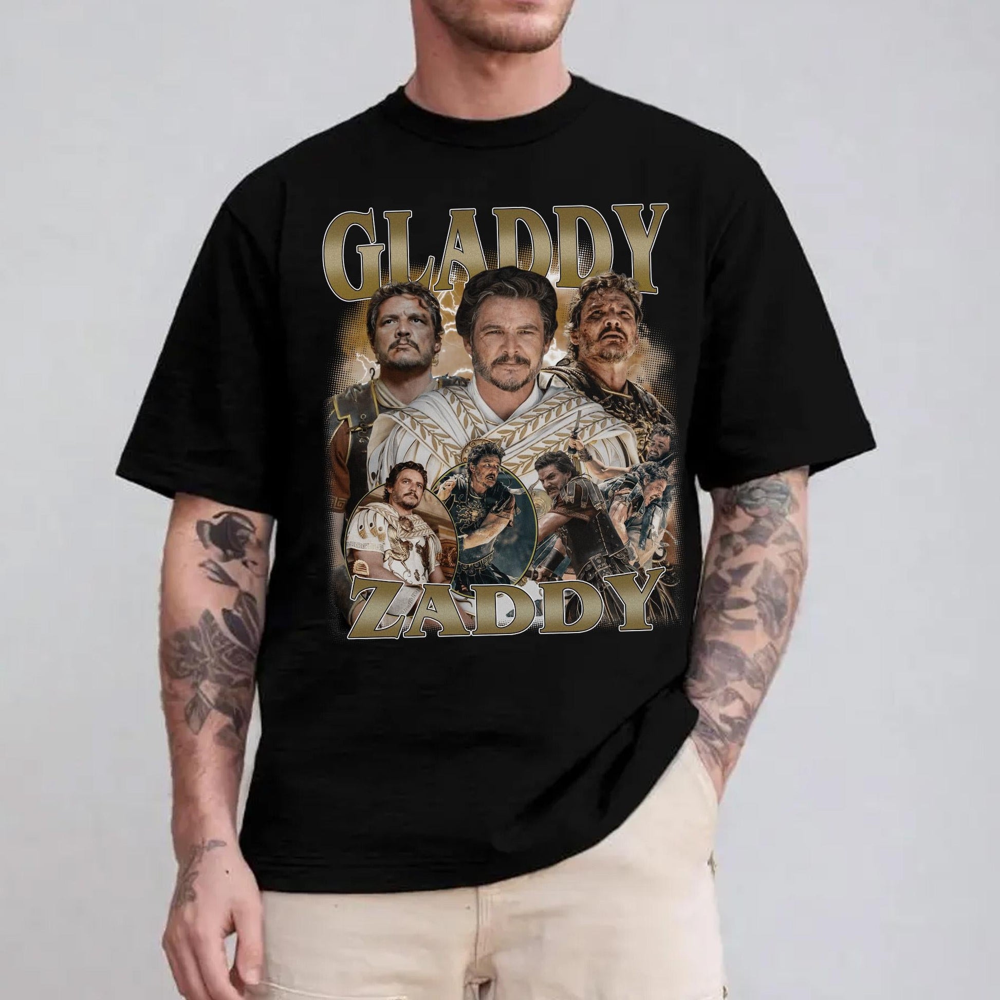 Gladdy Zaddy Marcus Acacius Vintage T-Shirt, Marcus Acacius Gladiator 2 Shirt, Pedro Pascal Gift For Movies Lovers - Hiyatee