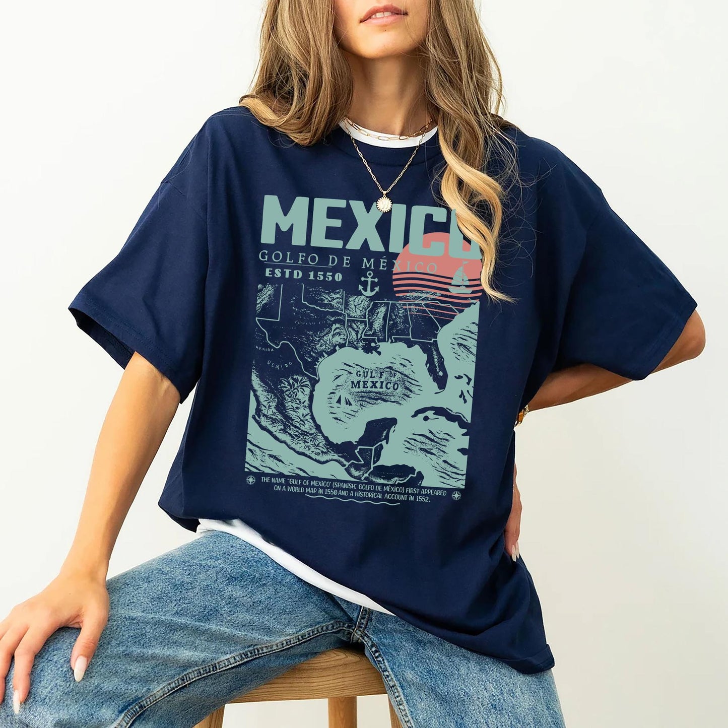 Gulf of Mexico Shirt, Golfo de México 1550 Retro Vintage Art TShirt, Vacation Mexico Shirt, Gulf of Mexico, Gulf of Mexico Forever Unisex Tee