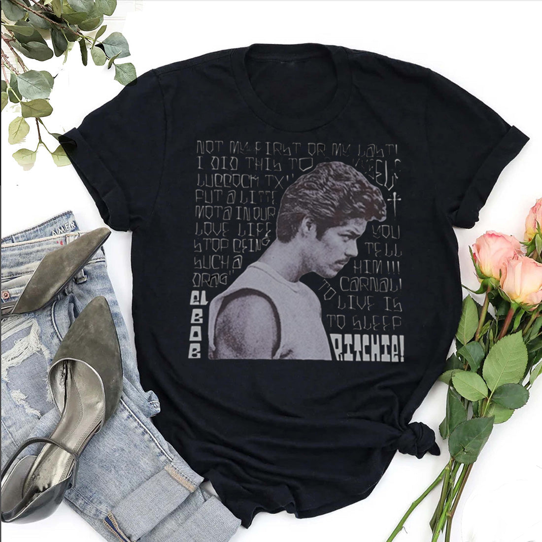 Ritchie Valens Tribute Black T-Shirt, La Bamba Ritchie , Legend of Ritchie Valens Shirt