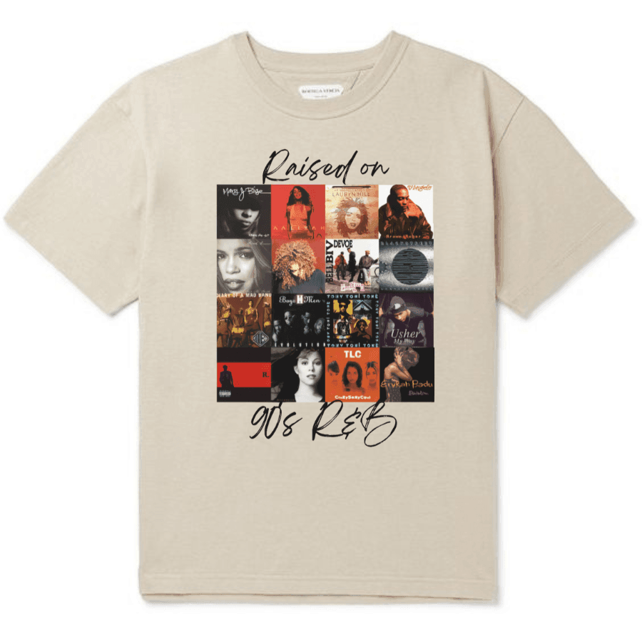 Raised On 90s R&B Album Cover Tee, Music Artist Shirt, Music Lover T-Shirt, Black History Shirts, Nostalgia Shirt, 90s Party Tee Shirt - Hiyatee