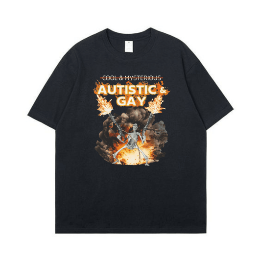 Autistic and Gay Skeleton Explosion Shirt, Unhinged Shirt, Cursed TShirt, Unhinge Shirt, Skeleton Autism Meme Shirt, Hard Inappropriate Tee autism shirt - Hiyatee