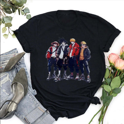 Big 4 Goku Luffy Naruto Ichigo Shirt - Anime TShirt Unisex Cotton Comfort