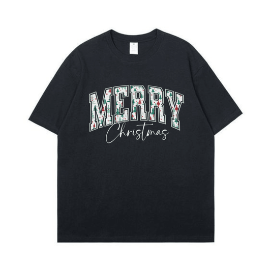 Merry Christmas Shirt, Retro Women's Holiday Tee, Trendy Christmas Tshirt, Oversized Winter Shirt for Her, Xmas Eve Shirt - Hiyatee