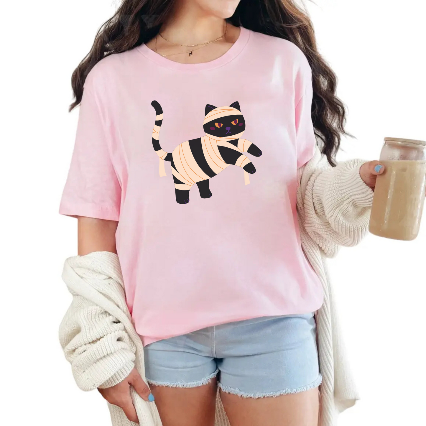 Halloween Cat T-Shirt – Cute Spooky Season Graphic Tee for Cat Lovers, Unisex Fall Shirt for Men & Women