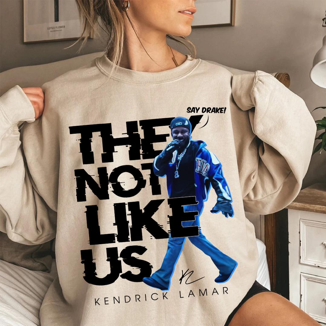 Kendrick Lamar They Not Like Us Music SweatShirt, GNX LANA SOS Album Retro Hip Hop Grand National Tour Graphic Vintage Cotton Menswear