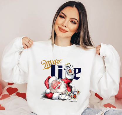 Funny Miller Lite Drunk Santa Claus Christmas Unisex Sweatshirt