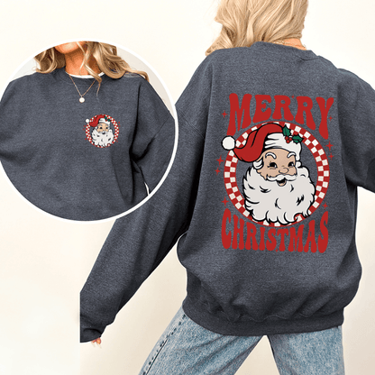 Women's Santa Claus & Letter Print Thermal Lined Sweatshirt, Casual Long Sleeve Round Neck Pullover for Fall & Winter, Ladies Clothes for Daily Wear - Hiyatee