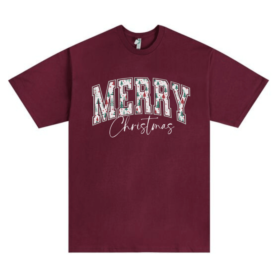 Merry Christmas Shirt, Retro Women's Holiday Tee, Trendy Christmas Tshirt, Oversized Winter Shirt for Her, Xmas Eve Shirt - Hiyatee