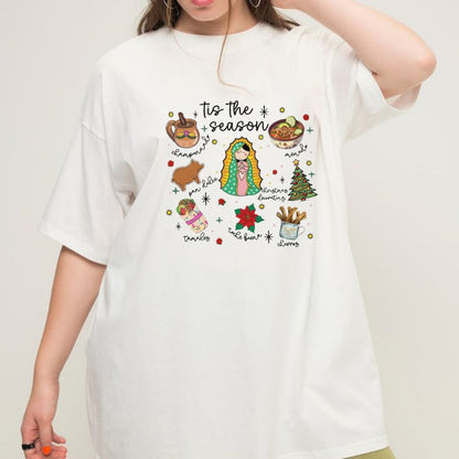 Tis The Season Mexican Shirt, Virgen De Guadalupe Feliz Navidad, Latina Xmas Gift, Unisex  Pullover Tee