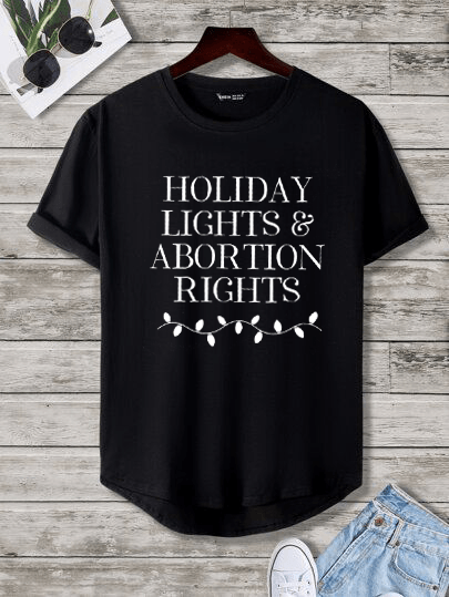 Holiday Lights and Abortion Rights T-Shirt Crewneck Unisex Top - Hiyatee