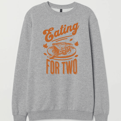 Eating for Two Thanksgiving Pregnancy Announcement Sweater, Thanksgiving Pregnancy Reveal, Fall Baby announcement Sweater, Fall Maternity - Hiyatee