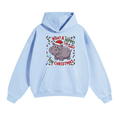 Cute A Hippopotamus For Christmas Shirt,  I Want A Hippo Potamus For Christmas Hoodie Clothing Cotton - Hiyatee