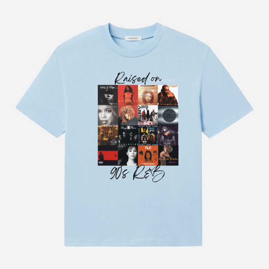 Raised On 90s R&B Album Cover Tee, Music Artist Shirt, Music Lover T-Shirt, Black History Shirts, Nostalgia Shirt, 90s Party Tee Shirt - Hiyatee