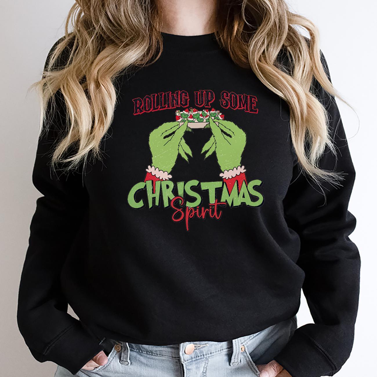 Women's Cartoon Christmas & Letter Print Drop Shoulder Sweatshirt, Casual Long Sleeve Round Neck Pullover for Daily Wear, Ladies Clothes for All Seasons - Hiyatee