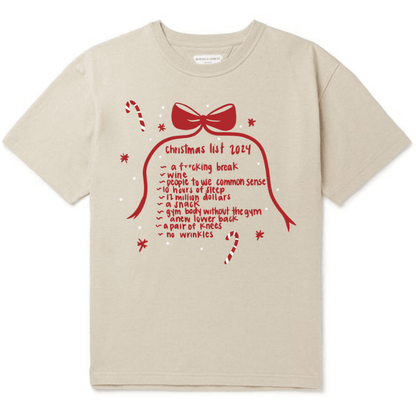 Christmas List Funny Shirt 2024,Comfort Cotton TShirt - Hiyatee