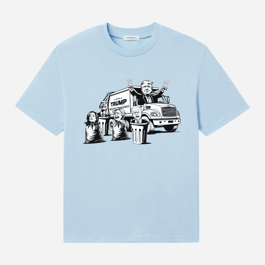 Trump T-shirt White Garbage Truck | Garbage Man Donald Trump Cotton Tee - Hiyatee