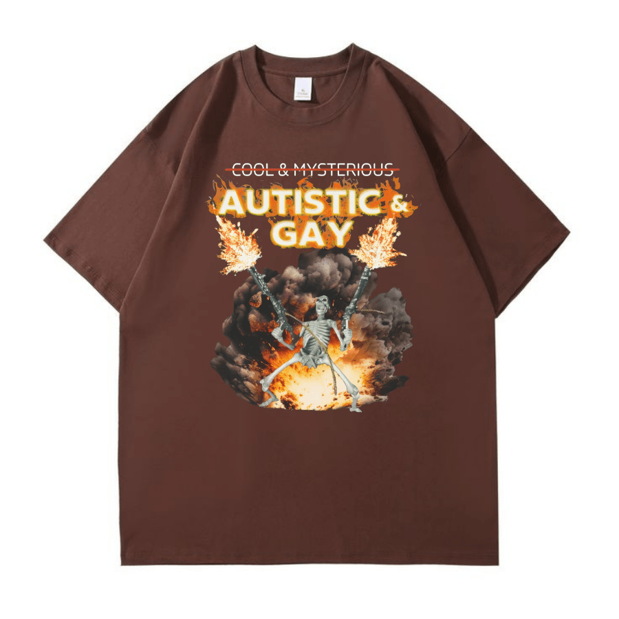 Autistic and Gay Skeleton Explosion Shirt, Unhinged Shirt, Cursed TShirt, Unhinge Shirt, Skeleton Autism Meme Shirt, Hard Inappropriate Tee autism shirt - Hiyatee