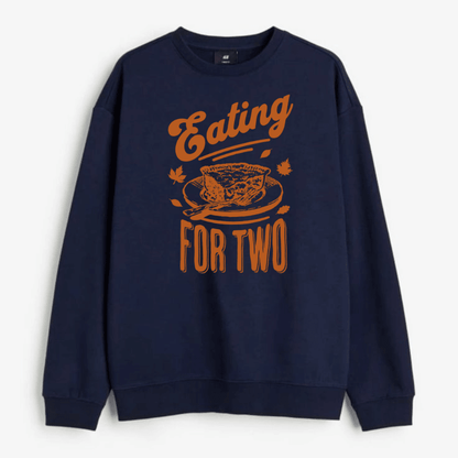 Eating for Two Thanksgiving Pregnancy Announcement Sweater, Thanksgiving Pregnancy Reveal, Fall Baby announcement Sweater, Fall Maternity - Hiyatee