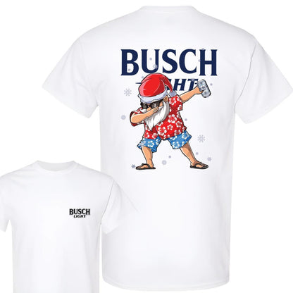 Busch Light Dabbing Santa Claus Christmas 2 Sided T-shirt, Busch Light Christmas Gifts Funny Trendy T-Shirt - Hiyatee