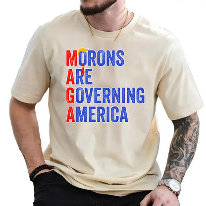 Maga Morons Are Governing America TShirt Democrats Shirt Valentines Shirt Unisex Cotton Menswear Top Tshirt Streetwear Shortsleeve Tropical