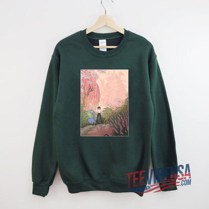 Howl & Sophie Anime Sweatshirt – Harajuku-Inspired Ghibli Crewneck