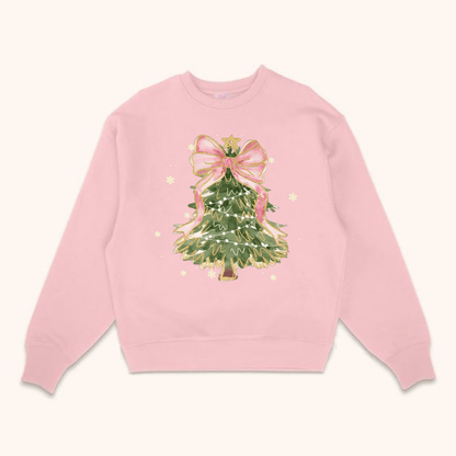 Christmas Tree Bow Shirt, Christmas Sweatshirt for Women, Christmas Coquette Christmas Shirt - Hiyatee