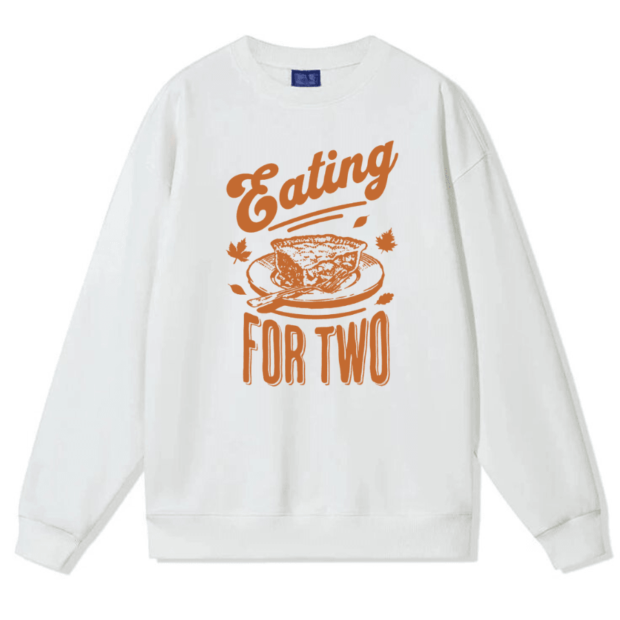 Eating for Two Thanksgiving Pregnancy Announcement Sweater, Thanksgiving Pregnancy Reveal, Fall Baby announcement Sweater, Fall Maternity - Hiyatee