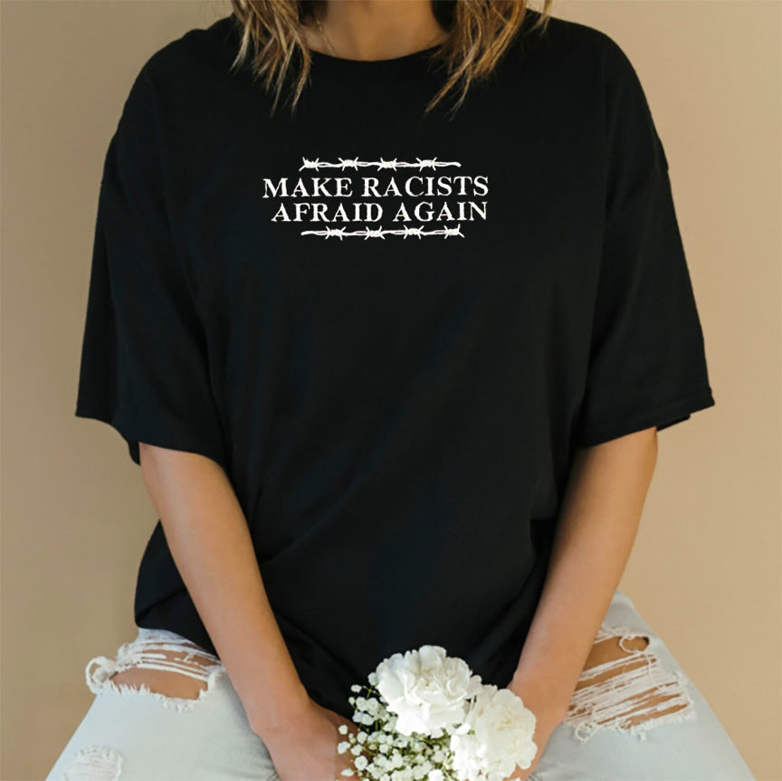 Make Em Afraid Again Embroidered Black T-Shirt – Bold, Stylish & Statement-Making