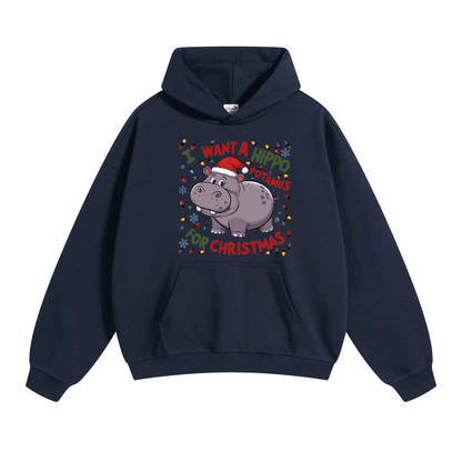 Cute A Hippopotamus For Christmas Shirt,  I Want A Hippo Potamus For Christmas Hoodie Clothing Cotton - Hiyatee