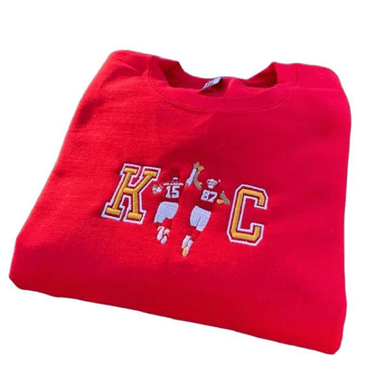 KC Chiefs Player Kelce & Mahomes Embroidered Unisex Sweatshirt,  Classic Cotton