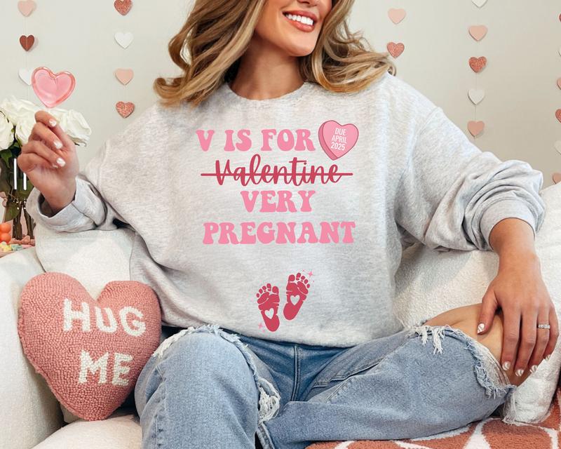 Valentine's Day Pregnancy Announcement Sweatshirt, Valentine Pregnancy Shirt, Gift for Expecting Mom, Valentine Baby Annnouncement Shirt