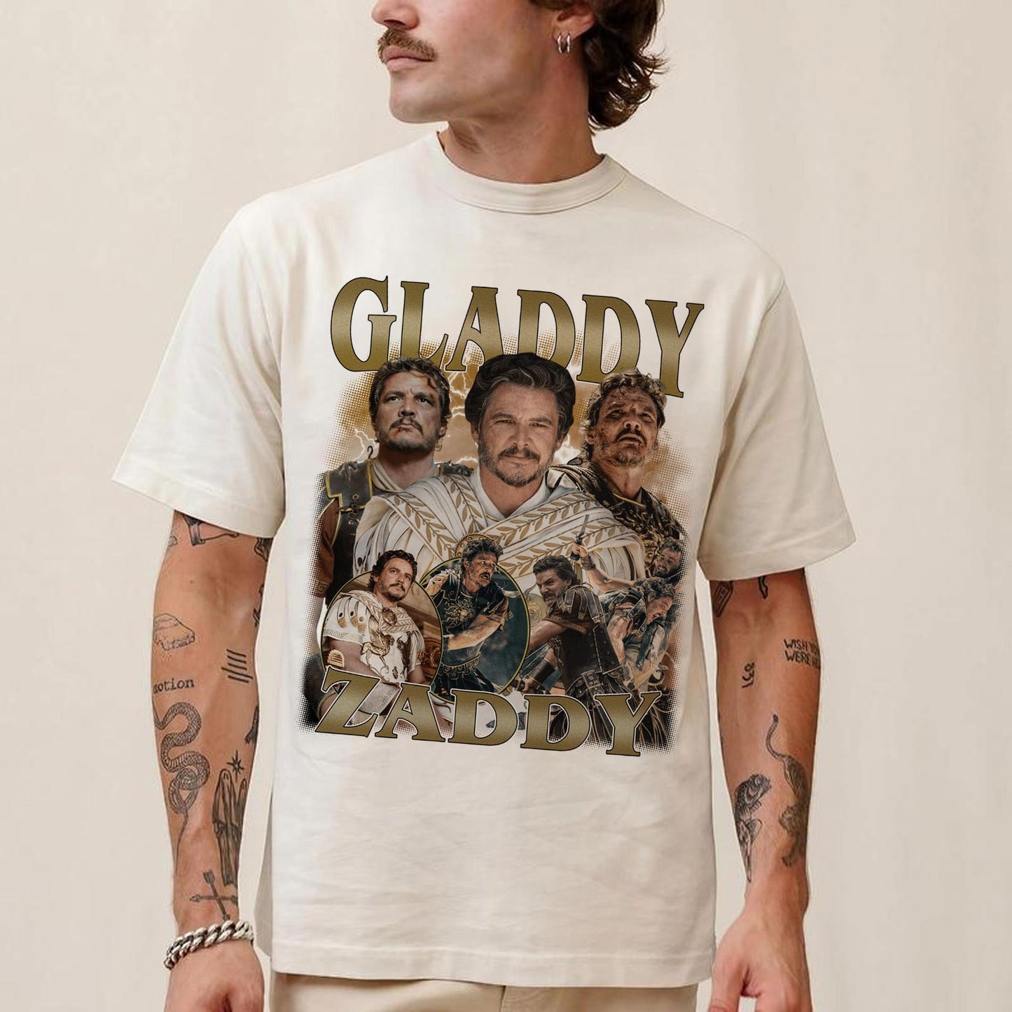 Gladdy Zaddy Marcus Acacius Vintage T-Shirt, Marcus Acacius Gladiator 2 Shirt, Pedro Pascal Gift For Movies Lovers - Hiyatee