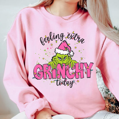 Feeling Extra Grinchy Today Sweatshirt, Retro Christmas Sweatshirt, Funny Christmas Shirt, Whoville University Sweatshirt, Green Monster Christmas Sweatshirt, Christmas Gift - Hiyatee