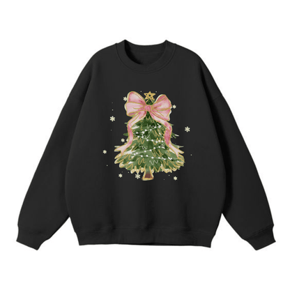 Christmas Tree Bow Shirt, Christmas Sweatshirt for Women, Christmas Coquette Christmas Shirt - Hiyatee