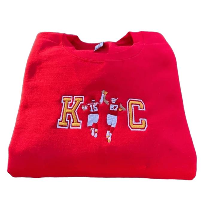 KC Chiefs Player Kelce & Mahomes Embroidered Unisex Sweatshirt,  Classic Cotton