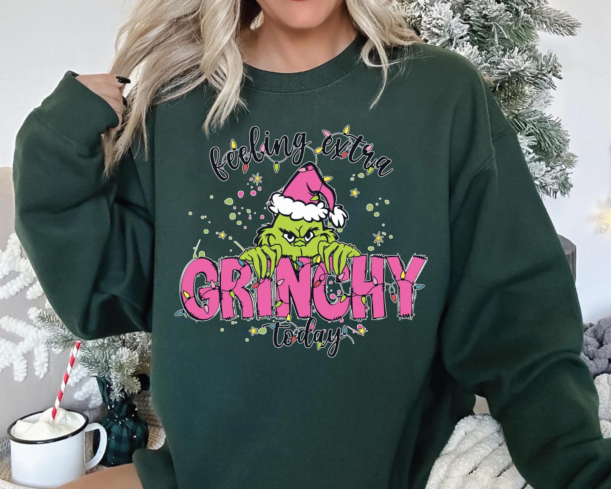 Feeling Extra Grinchy Today Sweatshirt, Retro Christmas Sweatshirt, Funny Christmas Shirt, Whoville University Sweatshirt, Green Monster Christmas Sweatshirt, Christmas Gift - Hiyatee