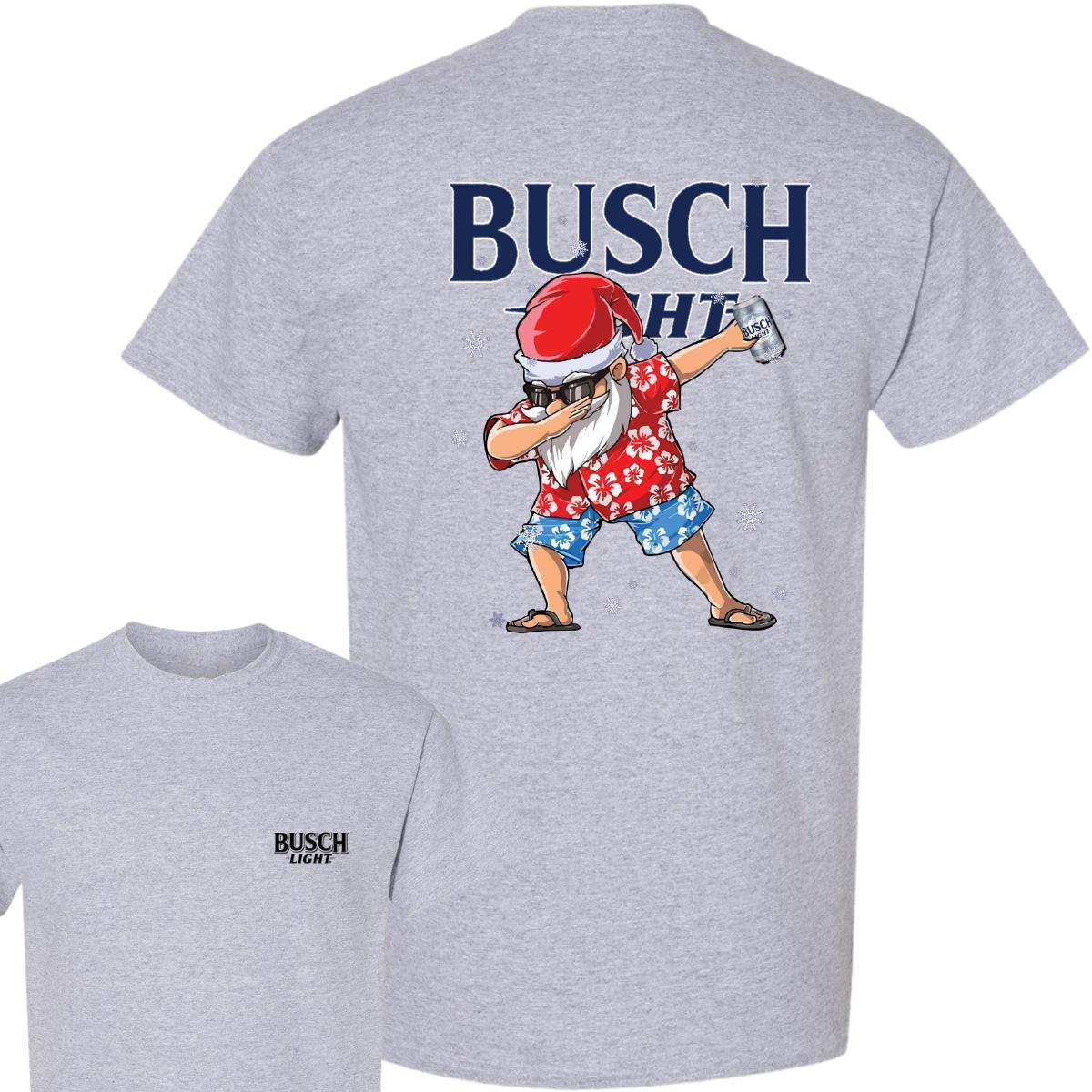 Busch Light Dabbing Santa Claus Christmas 2 Sided T-shirt, Busch Light Christmas Gifts Funny Trendy T-Shirt - Hiyatee