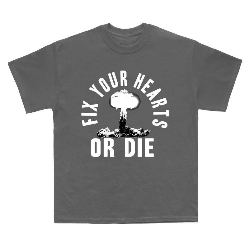 Fix Your Hearts Or Die Heather Black Rock Tee | Unisex T Shirt | Twin Peaks Tshirt | David Lynch Tee | TV Show Lovers Tshirt | Screen print