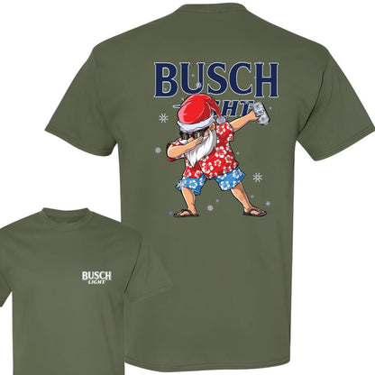 Busch Light Dabbing Santa Claus Christmas 2 Sided T-shirt, Busch Light Christmas Gifts Funny Trendy T-Shirt - Hiyatee