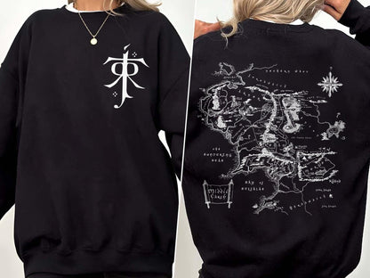 LOTR Shirt , JRR Tolkien Sweatshirt, Lord of the Rings Merch, LOTR Sweatshirt, Middle Earth Map