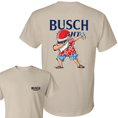 Busch Light Dabbing Santa Claus Christmas 2 Sided T-shirt, Busch Light Christmas Gifts Funny Trendy T-Shirt - Hiyatee