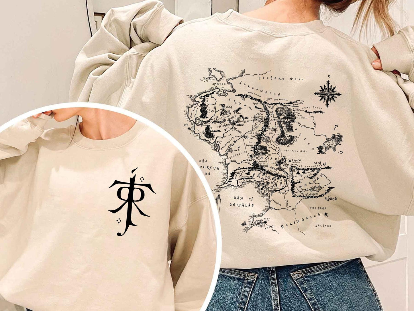 LOTR Shirt , JRR Tolkien Sweatshirt, Lord of the Rings Merch, LOTR Sweatshirt, Middle Earth Map