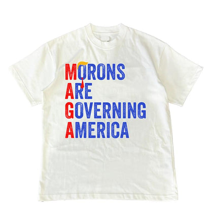 Maga Morons Are Governing America TShirt Democrats Shirt Valentines Shirt Unisex Cotton Menswear Top Tshirt Streetwear Shortsleeve Tropical