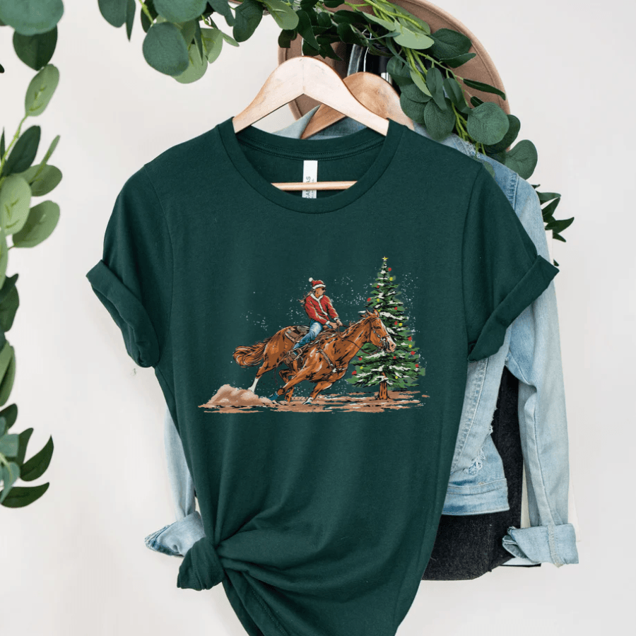 Lady santa cowboy Christmas Shirt - Hiyatee