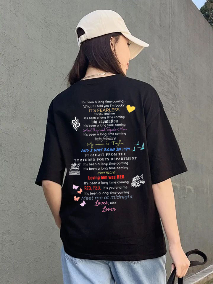 Taylor Song Lyrics Graphic T-Shirt - Fearless, Red, Lover & More