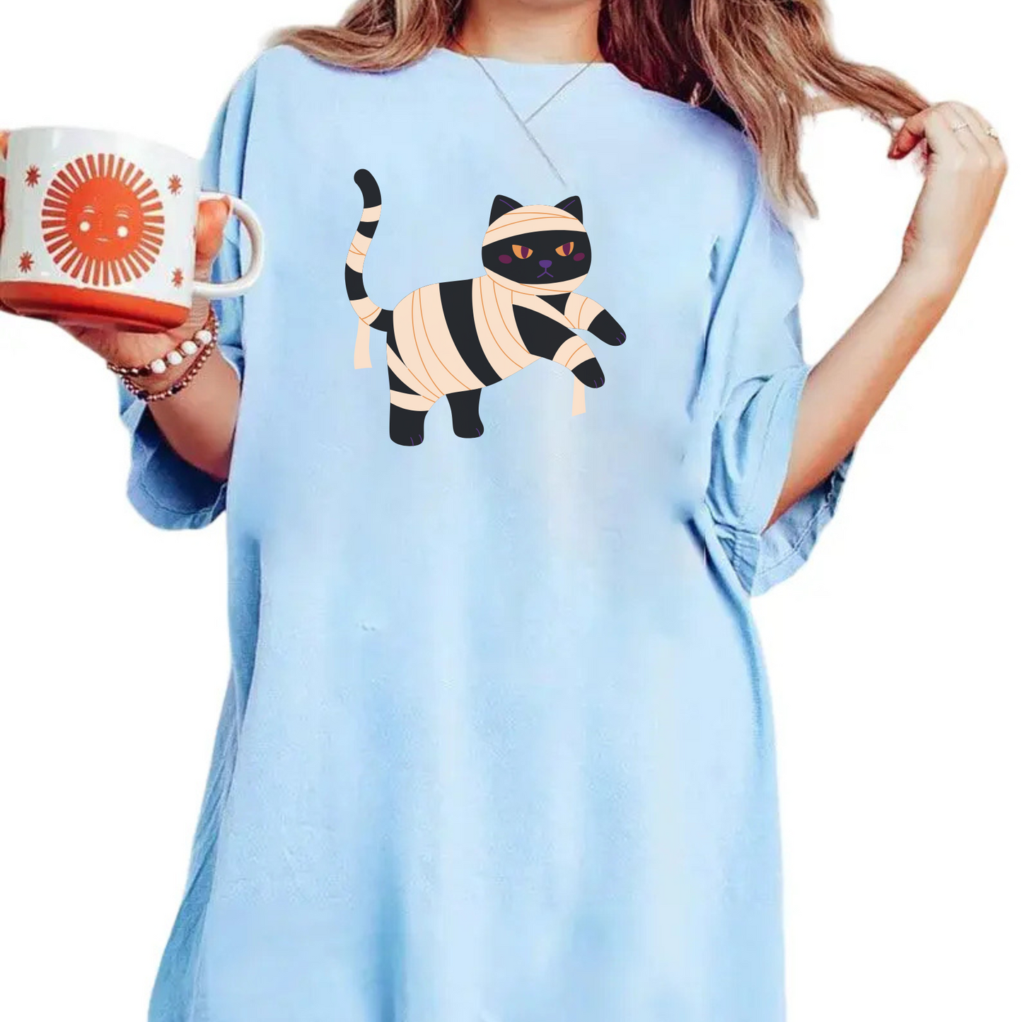 Halloween Cat T-Shirt – Cute Spooky Season Graphic Tee for Cat Lovers, Unisex Fall Shirt for Men & Women - Teevibeusa